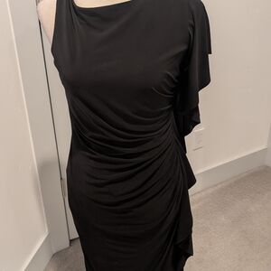Ralph Lauren Black Draped Midi Dress